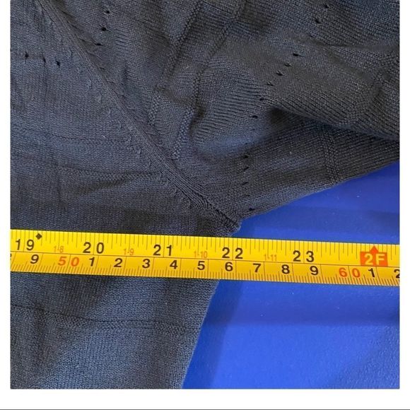 Classic Editions navy knit lightweight cardigan open front size medium EUC - Picture 6 of 8